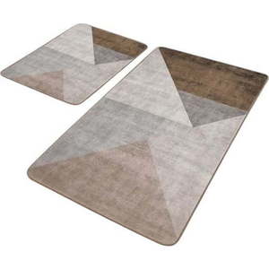 Šedo-hnědé sametové koupelnové předložky v sadě 2 ks 60x100 cm – Mila Home obraz