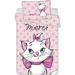 Růžové bavlněné dětské povlečení do postýlky 100x135 cm Marie Cat "Merci" – Jerry Fabrics obraz