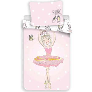 Růžové bavlněné dětské povlečení na jednolůžko 140x200 cm Ballerina – Jerry Fabrics obraz