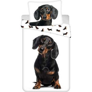 Černobílé bavlněné dětské povlečení na jednolůžko 140x200 cm Dachshund – Jerry Fabrics obraz