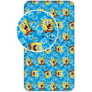 Modré napínací bavlněné dětské prostěradlo 90x200 cm Sponge Bob "Blue" – Jerry Fabrics obraz