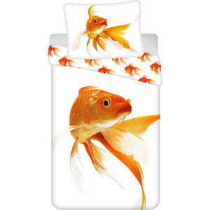 Bílo-oranžové bavlněné dětské povlečení na jednolůžko 140x200 cm Goldfish – Jerry Fabrics obraz