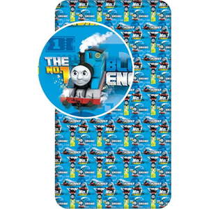 Modré napínací bavlněné dětské prostěradlo 90x200 cm Thomas the Tank Engine – Jerry Fabrics obraz