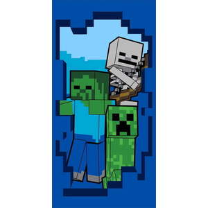 Modrá bavlněná dětská osuška 70x140 cm Minecraft "Beware" – Jerry Fabrics obraz
