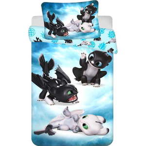 Modré bavlněné dětské povlečení do postýlky 100x135 cm How to Train Your Dragon "Babies" – Jerry Fabrics obraz