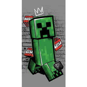Zeleno-šedá bavlněná dětská osuška 70x140 cm Minecraft "Metro Art Creeper" – Jerry Fabrics obraz