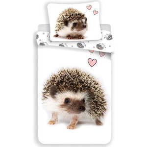 Bílo-hnědé bavlněné dětské povlečení na jednolůžko 140x200 cm Hedgehog – Jerry Fabrics obraz