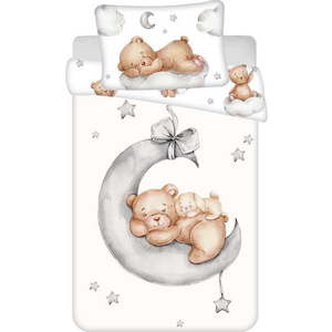 Bílé bavlněné dětské povlečení do postýlky 100x135 cm Teddy Bear "Ribbon" – Jerry Fabrics obraz