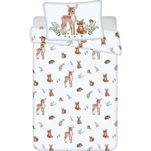 Bílo-hnědé bavlněné dětské povlečení do postýlky 100x135 cm Forest Animals – Jerry Fabrics obraz