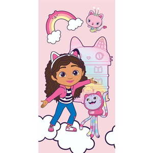 Růžová bavlněná dětská osuška 70x140 cm Gabby´s Dollhouse – Jerry Fabrics obraz