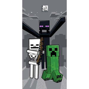 Šedá bavlněná dětská osuška 70x140 cm Minecraft "Mob Attack" – Jerry Fabrics obraz