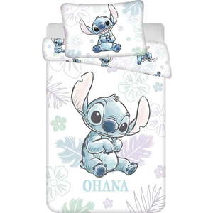 Bílé bavlněné dětské povlečení do postýlky 100x135 cm Lilo and Stitch "Ohana White" – Jerry Fabrics obraz