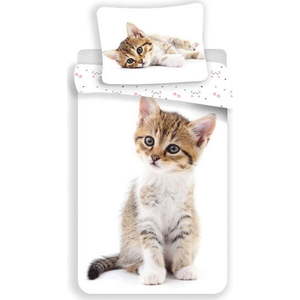 Bílé bavlněné dětské povlečení na jednolůžko 140x200 cm Kitten – Jerry Fabrics obraz