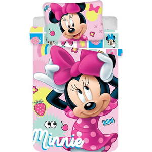Růžové bavlněné dětské povlečení do postýlky 100x135 cm Minnie "Sweet" – Jerry Fabrics obraz