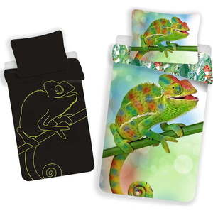 Zelené bavlněné dětské povlečení se svítícím efektem na jednolůžko 140x200 cm Chameleon – Jerry Fabrics obraz