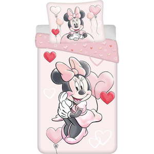 Růžové bavlněné dětské povlečení na jednolůžko 140x200 cm Minnie "Balloon" – Jerry Fabrics obraz