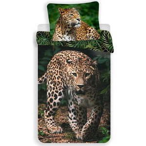 Bavlněné dětské povlečení na jednolůžko 140x200 cm Leopard "Green" – Jerry Fabrics obraz