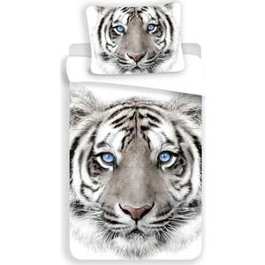 Bílo-šedé bavlněné dětské povlečení na jednolůžko 140x200 cm White Tiger – Jerry Fabrics obraz