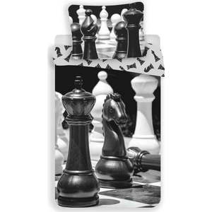 Černobílé bavlněné dětské povlečení na jednolůžko 140x200 cm Chess – Jerry Fabrics obraz