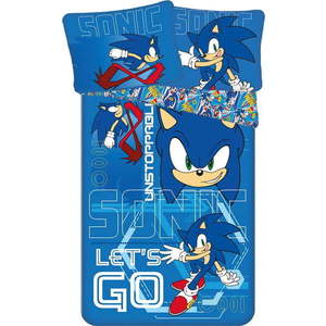 Modré bavlněné dětské povlečení na jednolůžko 140x200 cm Sonic "Let´s go" – Jerry Fabrics obraz