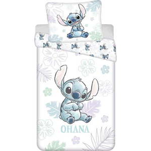 Bílé bavlněné dětské povlečení na jednolůžko 140x200 cm Lilo and Stitch "Ohana White" – Jerry Fabrics obraz