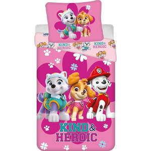 Růžové bavlněné dětské povlečení na jednolůžko 140x200 cm Paw Patrol "Heroic" – Jerry Fabrics obraz