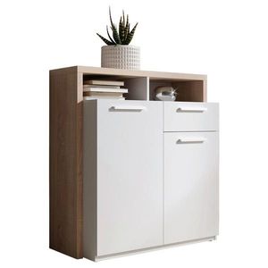 Carryhome KOMODA, bílá, Sonoma dub, 88/94/40 cm obraz