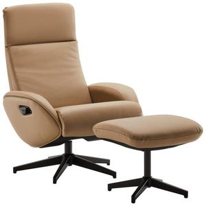 Livetastic RELAXAČNÍ KŘESLO S TABURETEM, textil, kůže, šedohnědá obraz