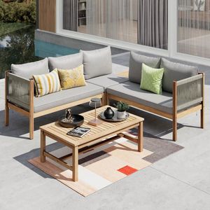 Ambia Garden TERASOVÁ SEDACÍ SOUPRAVA dřevo, plast, textil obraz