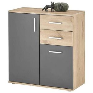 Carryhome KOMODA, šedá, barvy dubu, 80/84/35 cm obraz