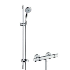 HANSGROHE Croma 100 Sprchový set s termostatem, 3 proudy, tyč 90 cm, chrom 27085000 obraz
