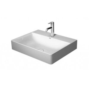 DURAVIT DuraSquare Umyvadlo 60x47 cm, bez přepadu, s otvorem pro baterii, DuraCeram, WonderGliss, bílá 23536000411 obraz