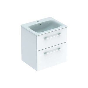 GEBERIT Selnova Square Umyvadlová skříňka 64x59x48 cm, s umyvadlem, 2 zásuvky, lesklá bílá 501.236.00.1 obraz