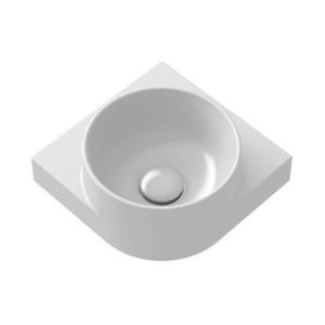 RAVAK Yard Umývátko rohové 28x28 cm, bez přepadu, otvor pro baterii, bílá XJX01228000 obraz