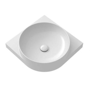 RAVAK Yard Umyvadlo rohové 45x45 cm, bez přepadu, otvor pro baterii, bílá XJX01245000 obraz