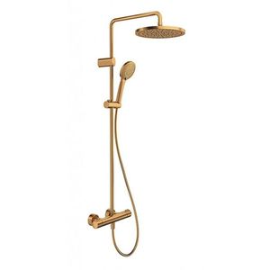 DURAVIT Sprchy Sprchový set s termostatem, průměr 25 cm, 3 proudy, kartáčovaný bronz TH4282008004 obraz