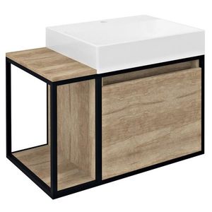 SAPHO SKARA umyvadlová skříňka 80x49, 5x46, 5cm, černá mat/dub Alabama CG003-2222 obraz