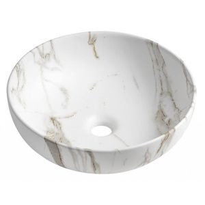 SAPHO RONDANE keramické umyvadlo na desku Ø 41cm, bianco carrara AR435BC obraz