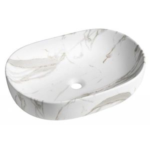 SAPHO CALEO keramické umyvadlo na desku, 60x42cm, bianco carrara CA590BC obraz