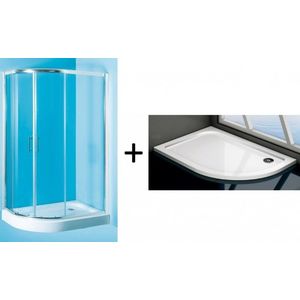 OLSEN SPA Sprchový asymetrický kout IBIZA II + vanička VENETS Barva rámu Chrom/Leštěný hliník (ALU), Rozměr A 100 cm, Rozměr B 80 cm, Směr zavírání Levé (SX), Výplň Čiré bezpečnostní sklo 5 mm OLBIBI210LBV+VANKASCTVR8010L obraz