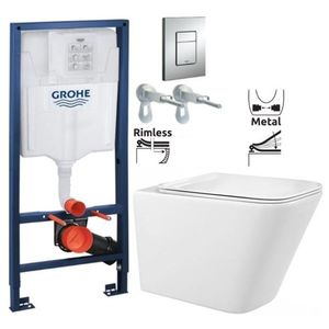 Rapid SL pro závěsné WC 38528SET s chromovou deskou + WC REA Raul Rimless + SEDÁTKO 38772001 RA1 obraz