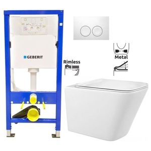 GEBERIT DuofixBasic s bílým tlačítkem DELTA21 + WC REA Raul Rimless + SEDÁTKO 458.103.00.1 21BI RA1 obraz
