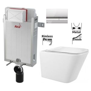 ALCADRAIN Renovmodul předstěnový instalační systém s chromovým tlačítkem M1721 + WC REA Raul Rimless + SEDÁTKO AM115/1000 M1721 RA1 obraz