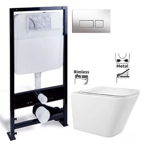 PRIM předstěnový instalační systém s chromovým tlačítkem 20/0041 + WC REA Raul Rimless + SEDÁTKO PRIM_20/0026 41 RA1 obraz