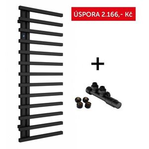 HOPA Akční set: radiátor DARVEL černá barva + ventil HYBRID Barva Černá , Doporučená topná tyč 400 W, Rozměr A 60 cm, Rozměr C 95 cm, Skutečný rozměr radiátoru 600 x 930 mm, Typ připojení Spodní 50 mm RADDAV609031H obraz