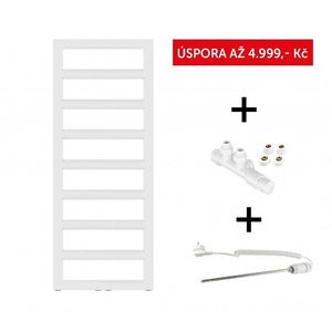HOPA Akční set: radiátor GLASGOW bílá barva + ventil HYBRID + topná tyč PATRONA Barva Bílá, Doporučená topná tyč 600 W, Rozměr A 60 cm, Rozměr C 125 cm, Skutečný rozměr radiátoru 600 x 1250 mm RADGLA601335HT obraz