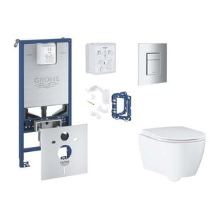 GROHE Rapid SLX Set předstěnové instalace, klozetu, sedátka SoftClose, tlačítka Skate Cosmopolitan a sady pro vhazování tablet, matný chrom SANI11BB2132 obraz
