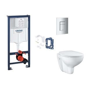 GROHE Rapid SL Set předstěnové instalace, klozetu, sedátka SoftClose, tlačítka Skate Cosmopolitan a sady pro vhazování tablet, matný chrom SANI11BB2134 obraz