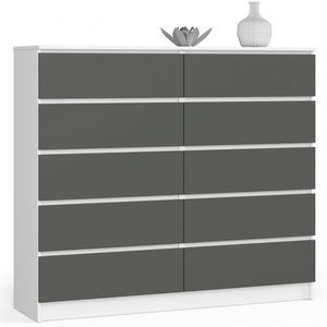 Ak furniture Komoda Kuba 140 cm 10 šuplíků bílá/grafitová obraz