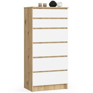 Ak furniture Komoda Kuba 60 cm - 6 šuplíků dub artisan/bílá obraz